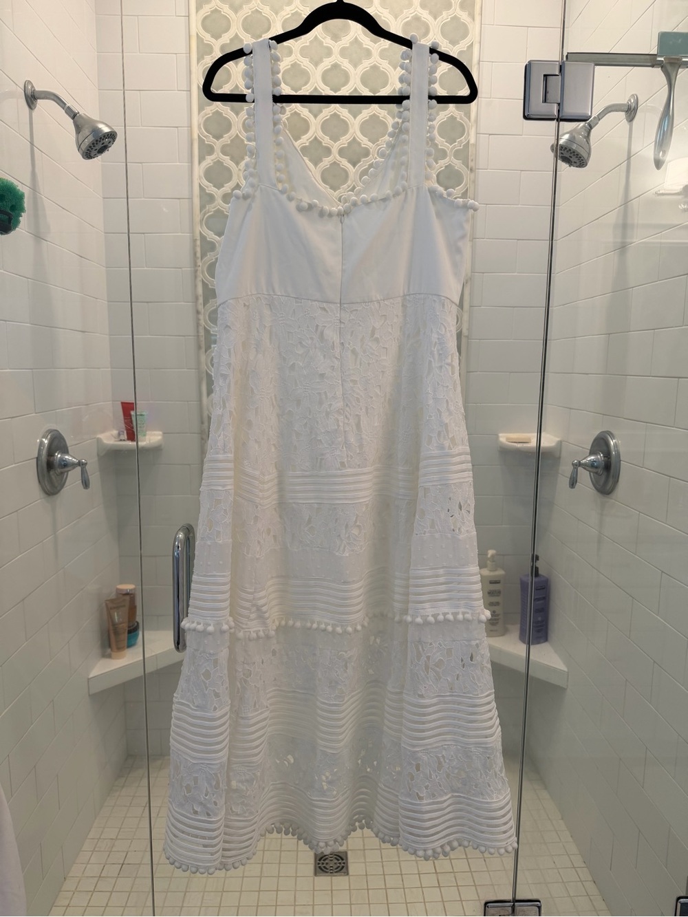 Boston Proper Mixed Media Lace Pom Pom Dress - Picture 6 of 8